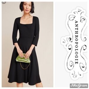 💋Anthropologie Jocelyn square neck black midi dress